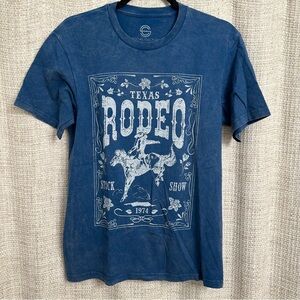 Social Culture Texas Rodeo Graphic Tee Blue Mineral Wash Size Small Western
